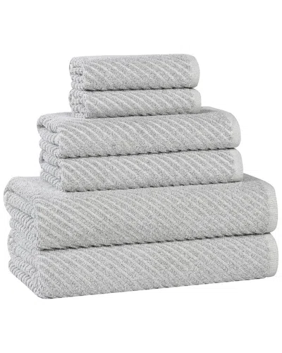 Superior Amelia Medium Weight Diagonal Stripes 6pc Towel Set