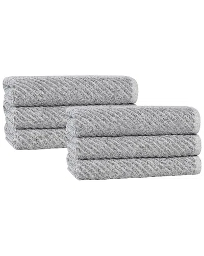 Superior Set Of 6 Amelia Medium Weight Diagonal Stripes Hand Towels