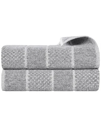 Superior Set Of 2 Naples Medium Weight Checkered & Ribbed Bath Sheets