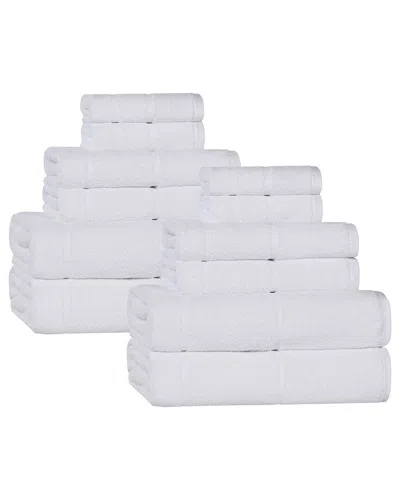 Superior Mile Smart Twist Cotton Medium Weight Solid Broad Border 12pc Towel  Set