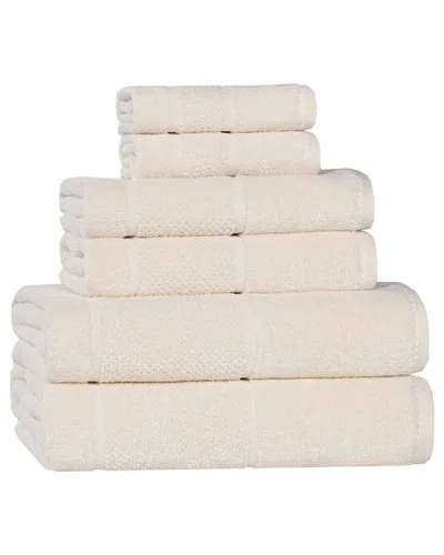 Superior Mile Smart Twist Cotton Medium Weight Solid Broad Border 6pc Towel  Set
