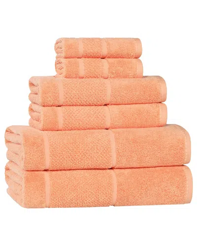 Superior Mile Smart Twist Cotton Medium Weight Solid Broad Border 6pc Towel  Set