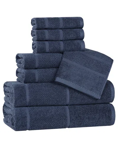 Superior Mile Smart Twist Cotton Medium Weight Solid Broad Border 8pc Towel  Set