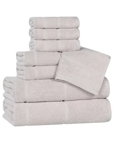 Superior Mile Smart Twist Cotton Medium Weight Solid Broad Border 8pc Towel  Set