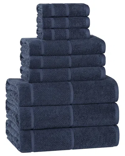 Superior Mile Smart Twist Cotton Medium Weight Solid Broad Border 9pc Towel  Set