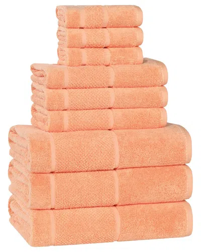 Superior Mile Smart Twist Cotton Medium Weight Solid Broad Border 9pc Towel  Set