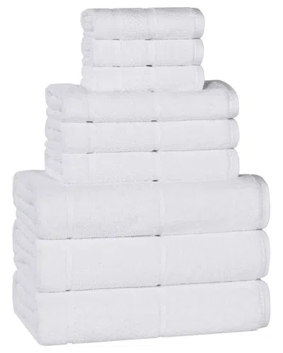 Superior Mile Smart Twist Cotton Medium Weight Solid Broad Border 9pc Towel  Set
