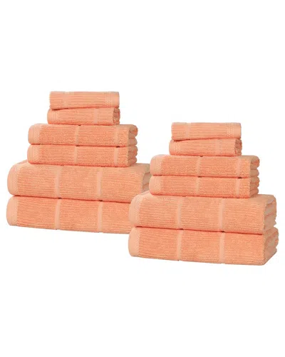 Superior Milo Smart Twist Cotton Medium Weight Solid Ribbed 12pc Towel Set