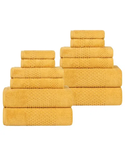 Superior Playa Zero Twist Cotton Medium Weight Solid Waffle Textured 12pc  Towel Set