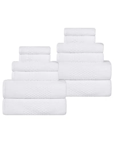 Superior Playa Zero Twist Cotton Medium Weight Solid Waffle Textured 12pc  Towel Set