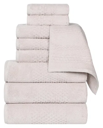 Superior Playa Zero Twist Cotton Medium Weight Solid Waffle Textured 9pc Towel  Set