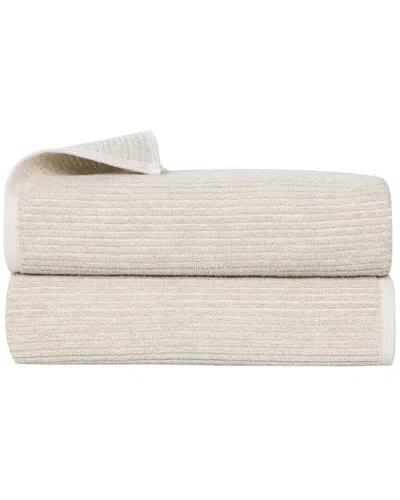 Superior Set Of 2 Destin Medium Weight Solid Ribbed Bath Sheets