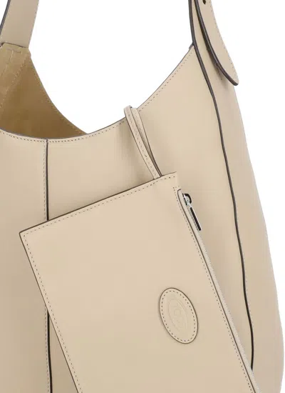 Tod's Di Bag Small Leather Hobo Bag In Beige