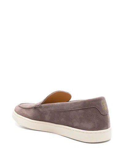 Brunello Cucinelli Suede Calf Leather Slip-on In Grey In Multicolor