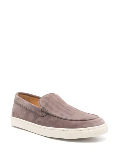 Brunello Cucinelli Suede Calf Leather Slip-on In Grey In Multicolor