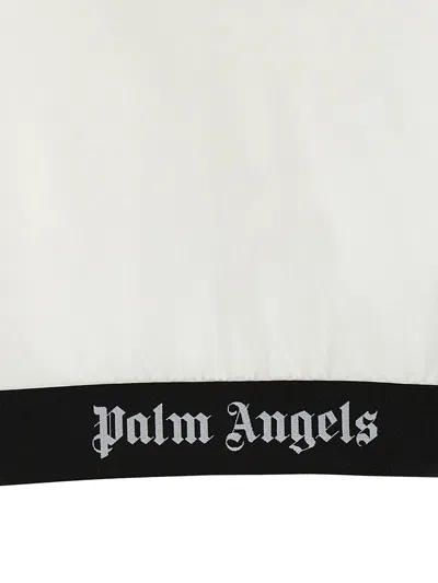 Palm Angels White Cropped T-shirt With Jacquard Logo In Cotton Woman In Multicolor