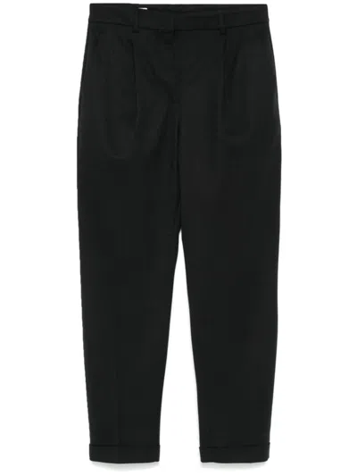 Incotex Tapered Wool Blend Trousers In Black
