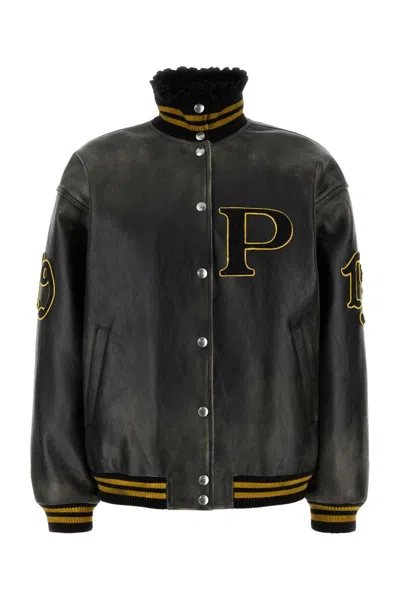 Prada Leather Jackets In Black