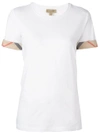 BURBERRY plaid trim sleeve T-shirt,387731711606911