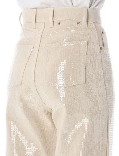 Golden Goose Kim Denim Sequin All-over In Beige