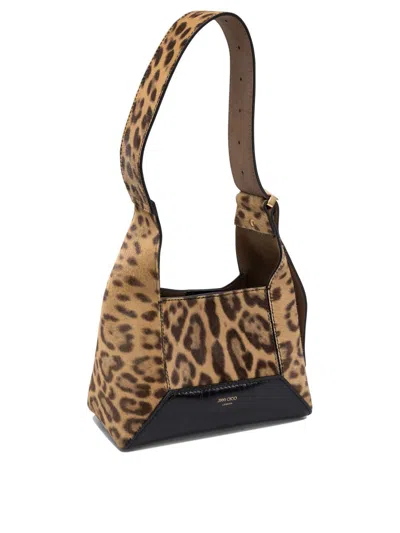 Jimmy Choo Leopard Print Shoulder Bag With Adjustable Strap In Beige