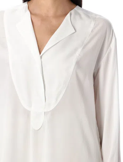 By Malene Birger Fayette Yoked High-low Blouse In Pure White