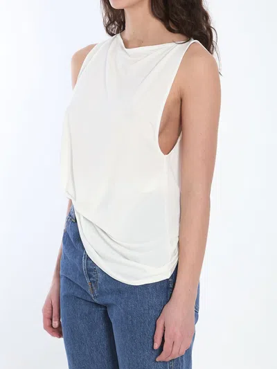 Jacquemus Le Haut Peplo White Top With Square Neck And Cut-out On The Side In Viscose Blend Woman In White