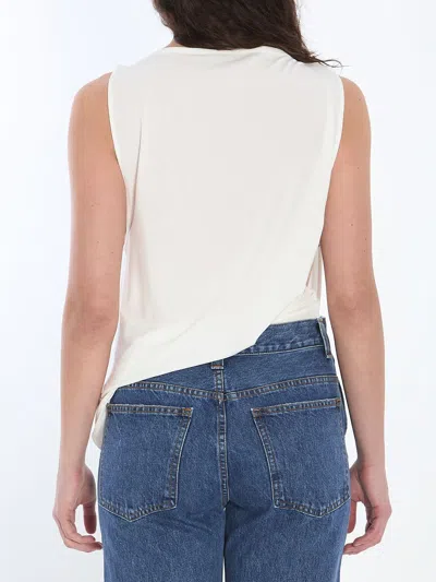 Jacquemus Le Haut Peplo White Top With Square Neck And Cut-out On The Side In Viscose Blend Woman In White
