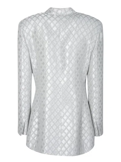 Giorgio Armani Jacquard Jacket Geometry Micropaillettes In Grey