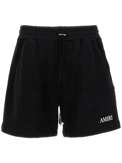 Amiri Black Cotton Short With Logo In Black  