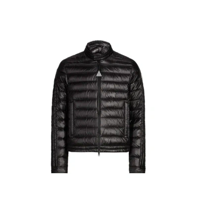 Moncler Micro Rip-stop Biker Jacket In Noir