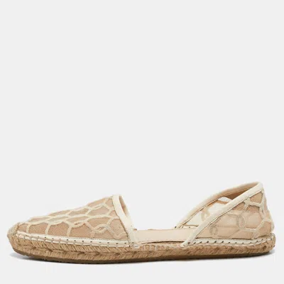 Pre-owned Jimmy Choo Cream Leather And Mesh Dreya Espadrille Flats Size 39