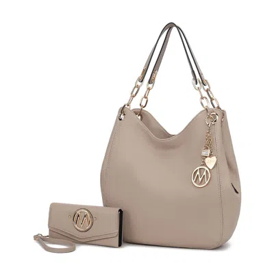 Mkf Collection By Mia K Ashley Women's Sleek Hobo Bag And Wristlet Wallet 2 Pcs Set By Mia K In Grey