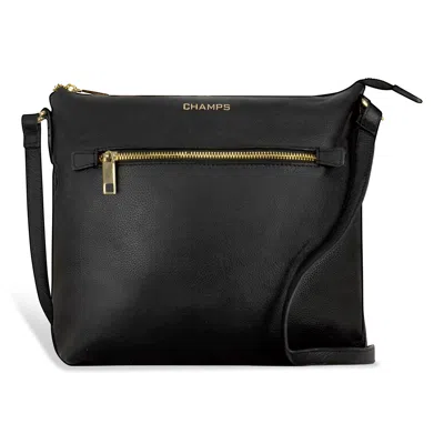 Champs Leather Crossbody Bag In Black