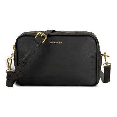 Champs Leather Double-zip Shoulder Bag In Black