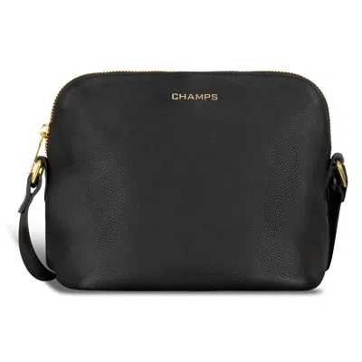 Champs Leather Top-zip Shoulder Bag In Black