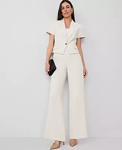 Ann Taylor The Petite Side-zip Wide-leg Pant In Ivory Whisper