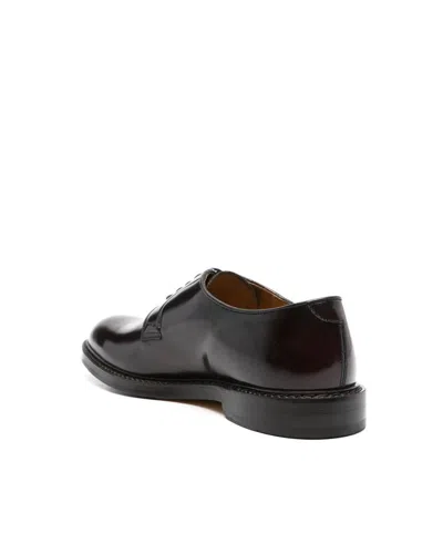 Doucal's Black Classic Oxford Shoes In Calf Leather Man In Red