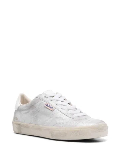 Golden Goose Womens Silver Com Soulstar 70192 Logo-print Leather Low-top Trainers In Off White/white
