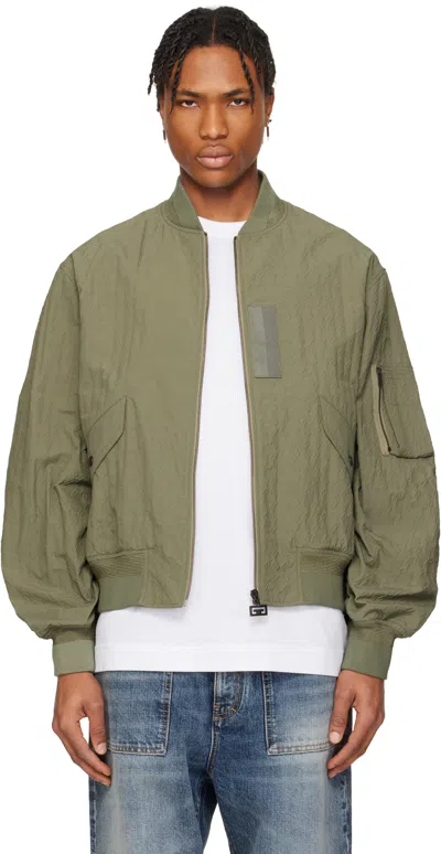 Givenchy Men's Nylon Bomber Jacket In Green