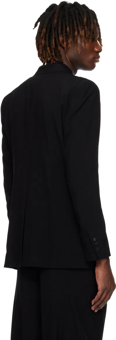 Devoa Black Peaked Lapel Wool Blazer In Black