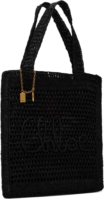 Chloé Women Summer Banana Rafia Tote In Black