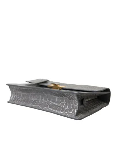 Balenciaga Alligator Leather Medium Shoulder Bag In Gray