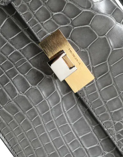 Balenciaga Alligator Leather Medium Shoulder Bag In Gray