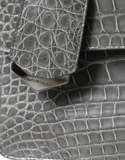 Balenciaga Alligator Leather Medium Shoulder Bag In Gray
