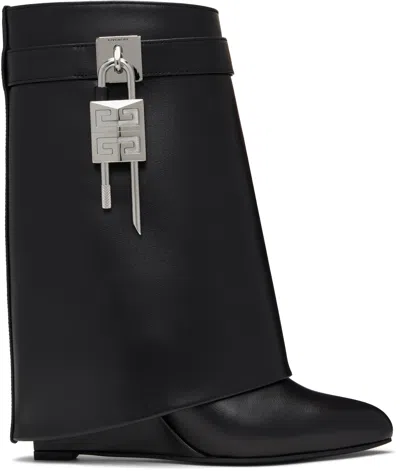 Givenchy Draped Design Black Boots With Pointed Toe And Signature Buckle In Black