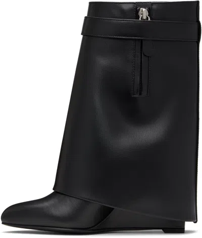 Givenchy Draped Design Black Boots With Pointed Toe And Signature Buckle In Black