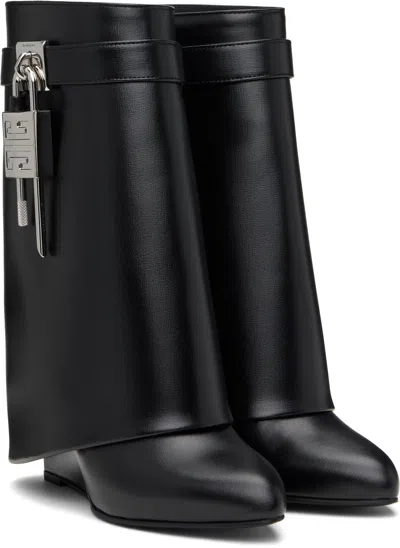 Givenchy Draped Design Black Boots With Pointed Toe And Signature Buckle In Black