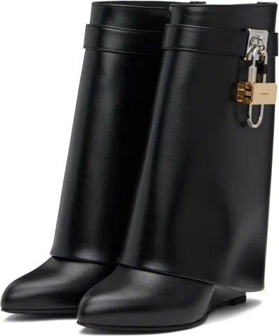 Givenchy Draped Design Black Boots With Pointed Toe And Signature Buckle In Black