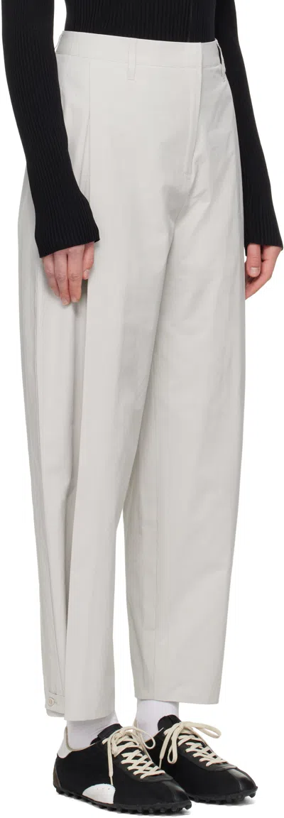 Amomento Gray Button Garconne Trousers In Grey